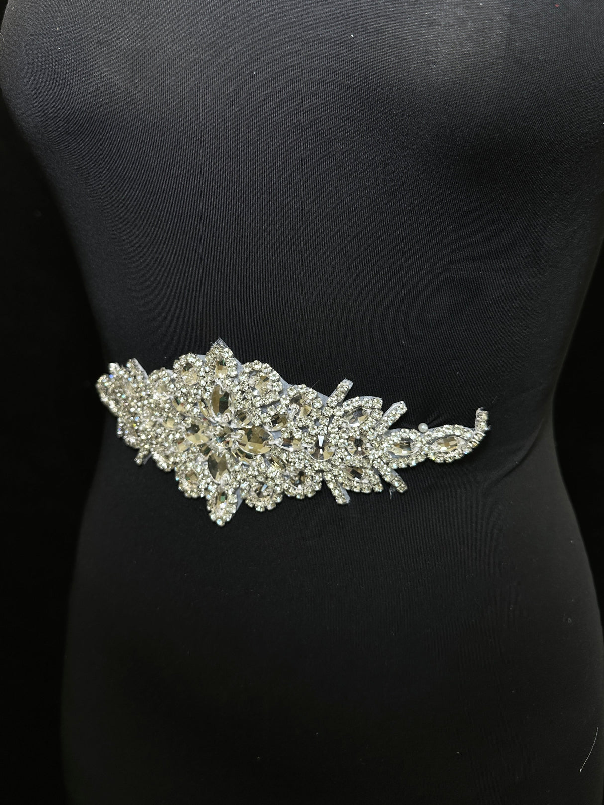 Silver Iron On Rhinestone Applique