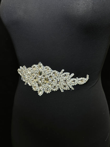 Silver Iron On Rhinestone Applique
