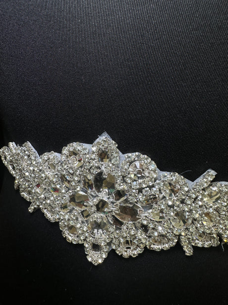 Silver Iron On Rhinestone Applique