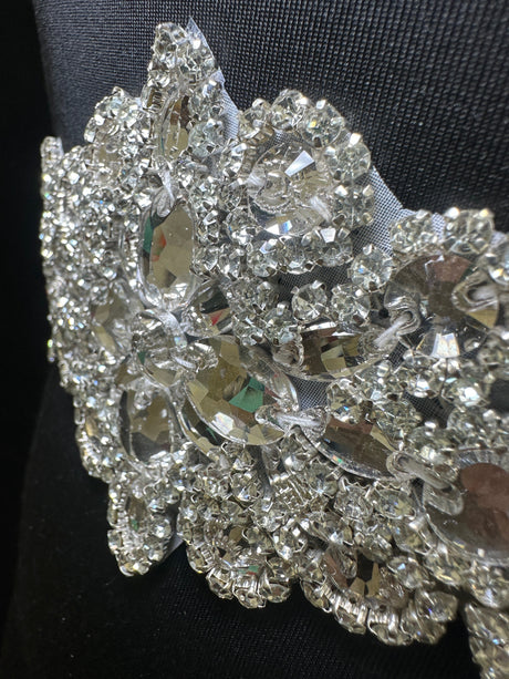 Silver Iron On Rhinestone Applique