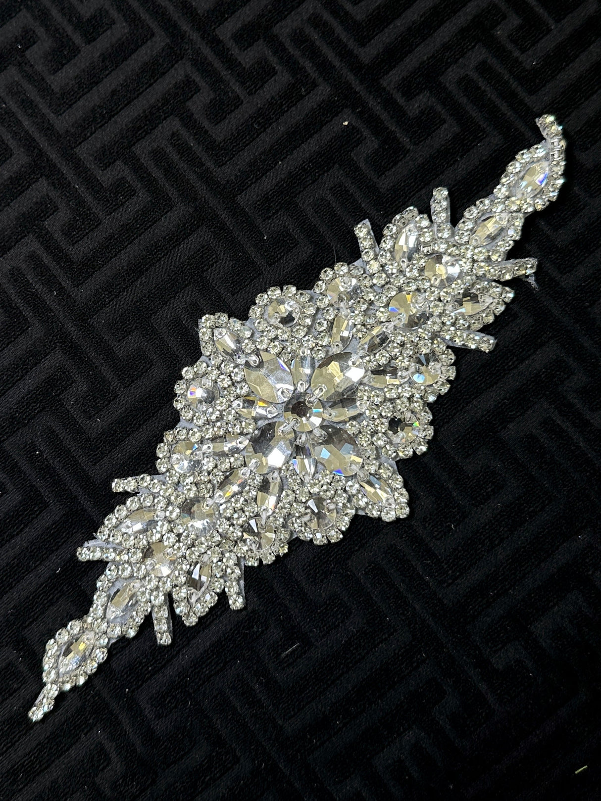 Silver Iron On Rhinestone Applique