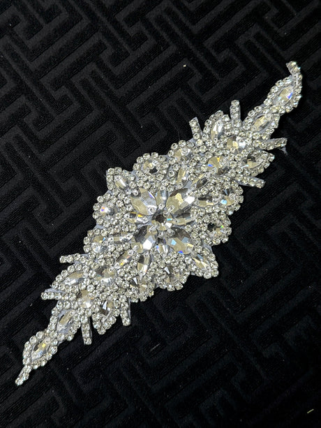 Silver Iron On Rhinestone Applique