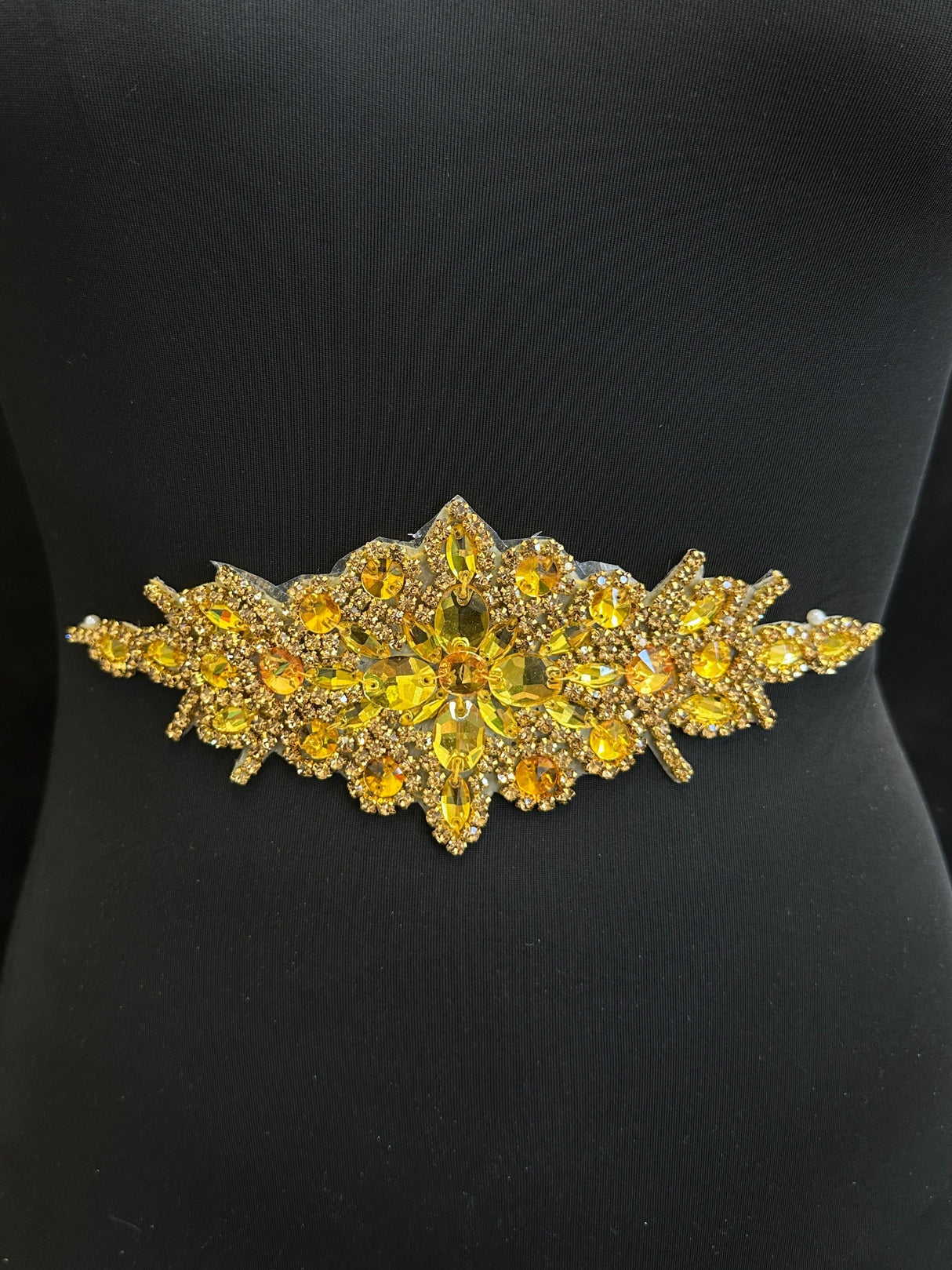 Gold Iron On Rhinestone Applique