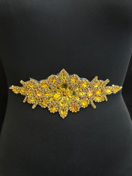 Gold Iron On Rhinestone Applique