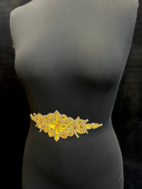 Gold Iron On Rhinestone Applique