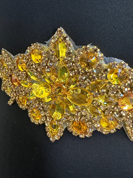 Gold Iron On Rhinestone Applique