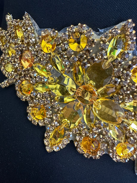 Gold Iron On Rhinestone Applique