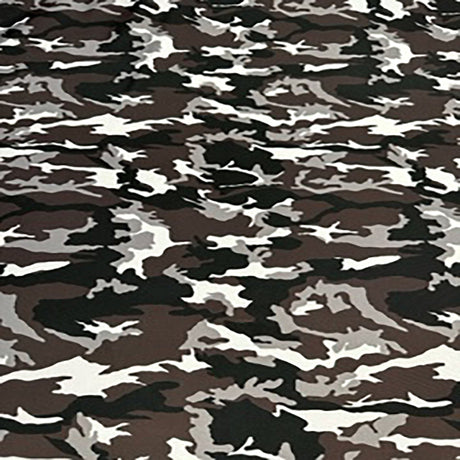 Polyester Spandex Thunder Army Print Fabric, 4-Way Stretch, 60" Wide, Black White