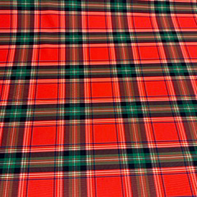 Polyester Spandex Scottish Plaid Fabric Red Green 4-Way Stretch 60"