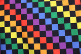 Rainbow Checkers Spandex Fabric - Rainbow Checkered Print, 58"/60" Width (1 Yard)