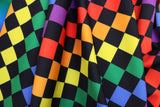 Rainbow Checkers Spandex Fabric - Rainbow Checkered Print, 58"/60" Width (1 Yard)