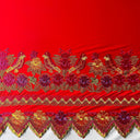 Floral Bird Embroidered Polyester Fabric - Floral Bird Embroidery, Multi Color Border, 56" Width (1 Yard)
