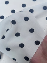 Printed Rayon Challis Black Polka Dots