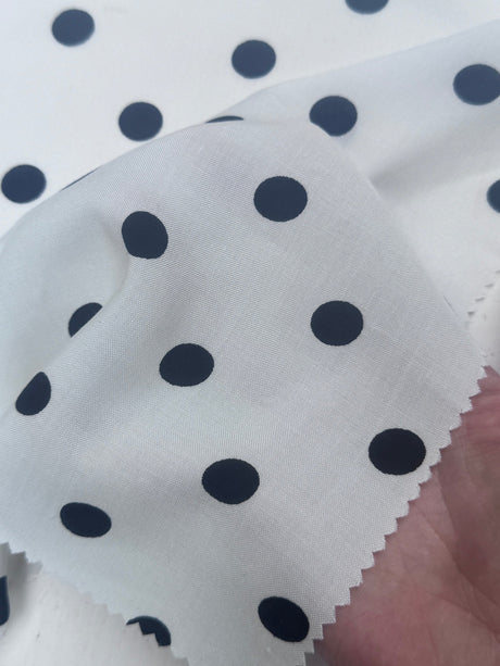 Printed Rayon Challis Black Polka Dots