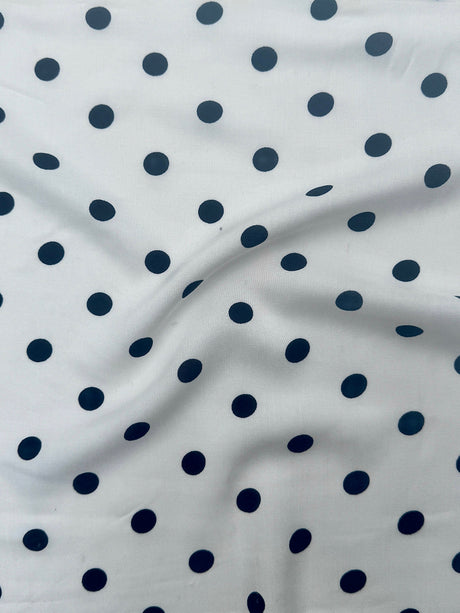 Printed Rayon Challis Black Polka Dots