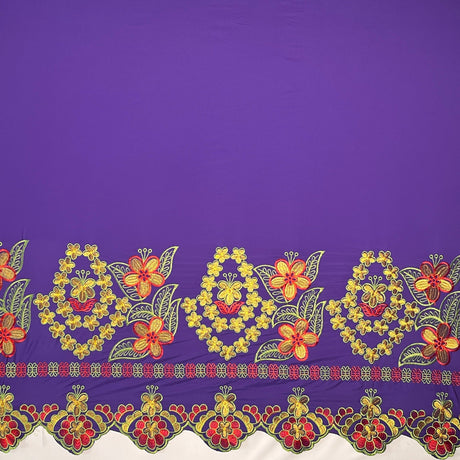 Polyester Floral Embroidered Border Fabric