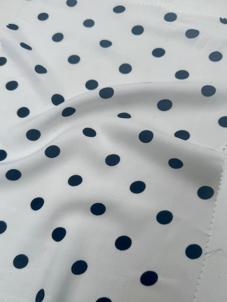 Printed Rayon Challis Black Polka Dots