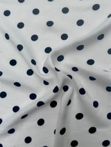 Printed Rayon Challis Black Polka Dots