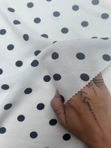 Printed Rayon Challis Black Polka Dots