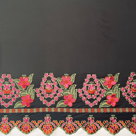 Polyester Floral Embroidered Border Fabric