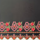 Floral Embroidered Border Polyester Fabric - Multi Color Floral Border, 56" Width, 36" Yard Cut (1 Yard)
