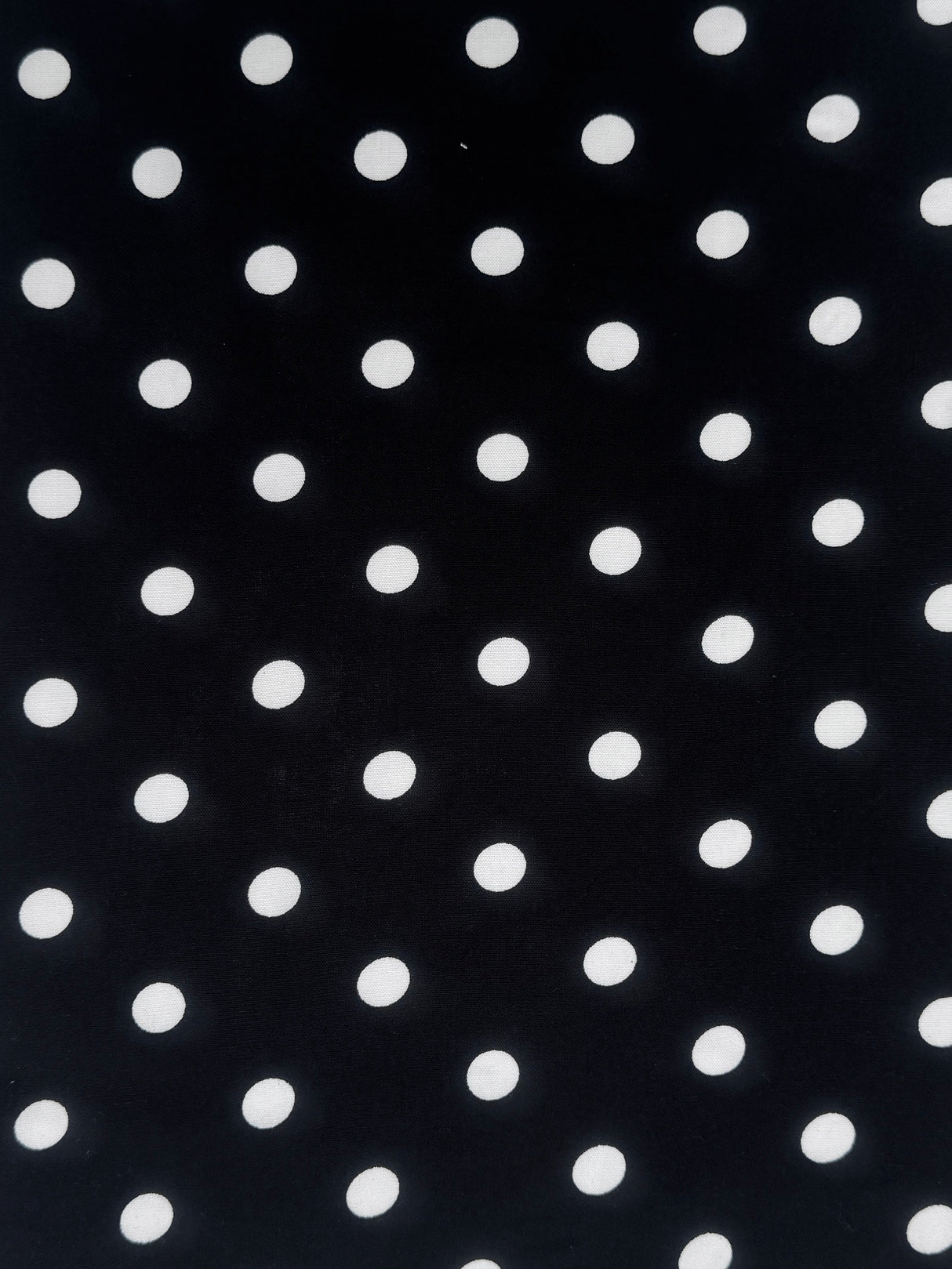 Printed Rayon Challis White Polka Dots Black