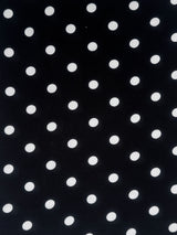 Printed Rayon Challis White Polka Dots Black
