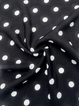 Printed Rayon Challis White Polka Dots Black