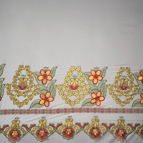 Polyester Floral Embroidered Border Fabric