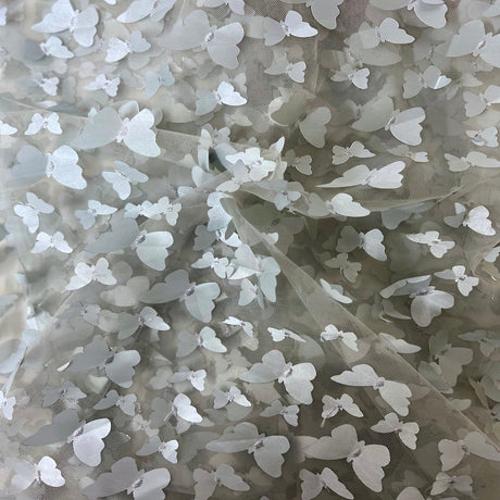 Satin Lace Fabric 3D Butterfly Embroidered