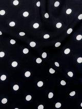 Printed Rayon Challis White Polka Dots Black