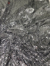 Stretch Sequin Mesh Silver on Black