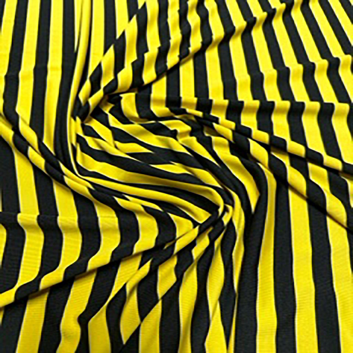 Polyester Spandex Bee Stripes Fabric 4-Way Stretch Black Yellow 60"