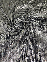 Stretch Sequin Mesh Silver on Black