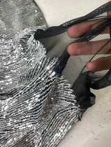 Stretch Sequin Mesh Silver on Black