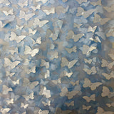 3D Butterfly Embroidered Satin Lace Fabric - 100% Polyester, 4-Way Mechanical Stretch, Mesh Backing, 60" Mesh Width, 54/56" Butterfly Width (1 Yard)