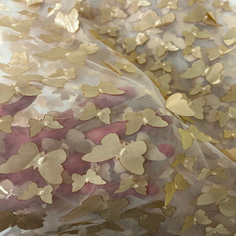 Satin Lace Fabric 3D Butterfly Embroidered