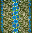 Rayon Fabric Triple Lily Border Tropical Flowers Leaves