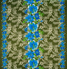 Rayon Fabric Triple Lily Border Tropical Flowers Leaves