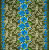Triple Lily Border With Tropical Flowers And Leaves Rayon Fabric - Teal/Fuchsia, Green/Blue, Rust/Orange, Purple/Red, Yellow/Purple, Orange/Blue, 36" X 45" (1 Yard)