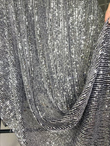 Stretch Sequin Mesh Silver on Black
