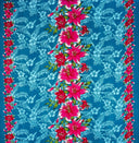 Rayon Fabric Triple Lily Border Tropical Flowers Leaves