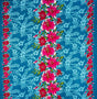 Rayon Fabric Triple Lily Border Tropical Flowers Leaves