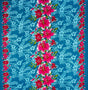 Triple Lily Border With Tropical Flowers And Leaves Rayon Fabric - Teal/Fuchsia, Green/Blue, Rust/Orange, Purple/Red, Yellow/Purple, Orange/Blue, 36" X 45" (1 Yard)