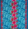 Triple Lily Border With Tropical Flowers And Leaves Rayon Fabric - Teal/Fuchsia, Green/Blue, Rust/Orange, Purple/Red, Yellow/Purple, Orange/Blue, 36" X 45" (1 Yard)
