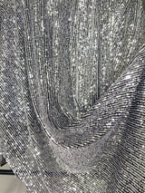 Stretch Sequin Mesh Silver on Black