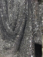Stretch Sequin Mesh Silver on Black