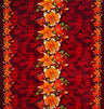 Rayon Fabric Triple Lily Border Tropical Flowers Leaves