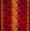 Triple Lily Border With Tropical Flowers And Leaves Rayon Fabric - Teal/Fuchsia, Green/Blue, Rust/Orange, Purple/Red, Yellow/Purple, Orange/Blue, 36" X 45" (1 Yard)
