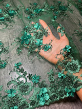 3D Floral Embroidered Beaded Tulle Lace